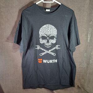 Würth Automotive Brand Tools Skull & Crossbones Black White Graphic Tee VG L